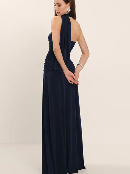 Vestido longo longo sem alças, sem alças de ombros descobertos, de cor aberta e americano, de nova e transfronteiriça, com fitas de retalhos