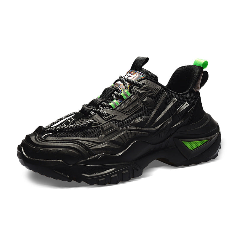 Novos ténis desportivos de rede para primavera, sapatilhas casuais de corrida para homem, sapatilhas pretas puras para aumentar a altura e versáteis para o pai, na moda