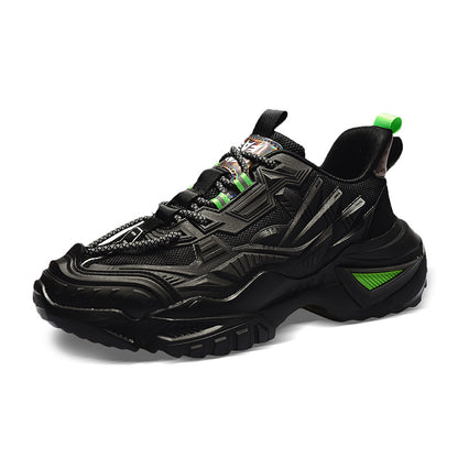 Novos ténis desportivos de rede para primavera, sapatilhas casuais de corrida para homem, sapatilhas pretas puras para aumentar a altura e versáteis para o pai, na moda