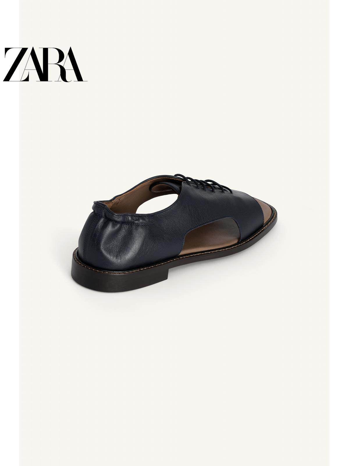 ZARA 2026 Primavera/Verão Novos Sapatos Sociais Masculinos Studio Series em Couro com Bico Redondo 2492720 400