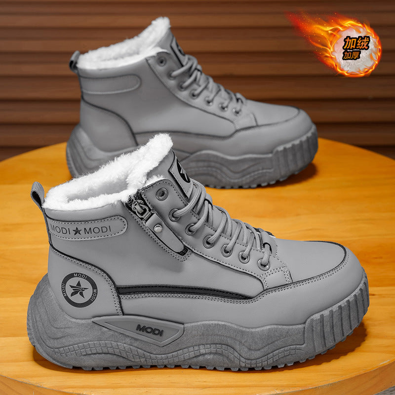 Botas de neve masculinas 2025 novos sapatos de algodão quentes forrados a polar de inverno forrados ao frio e quentes de pelo masculino integrados a menos 40°C