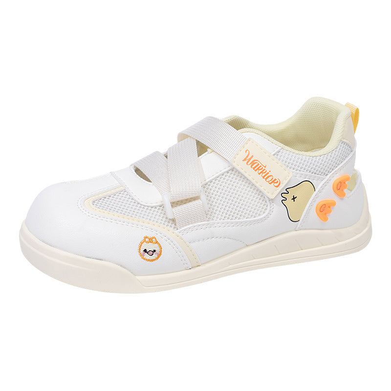 Os novos sapatos femininos coreanos e versáteis da Warrior, sapatos sapatilhos energéticos, fofos, ocos e respiráveis, sapatos casuais de alto valor com blocos de cor