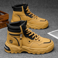 Botas Martin Masculinas Autumn British Windmill Botas brancas de cabedal alto Botas de trabalho para aumento de altura Botas de trabalho resistentes ao desgaste antiderrapantes para aumento de altura