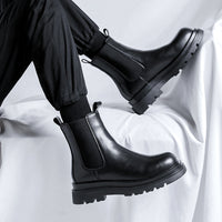 Botas Chelsea para homens, sapatos de algodão quente forrados a polar polar de inverno, botas Martin de neve, sapatos masculinos de trabalho, botas até ao tornozelo ao estilo britânico