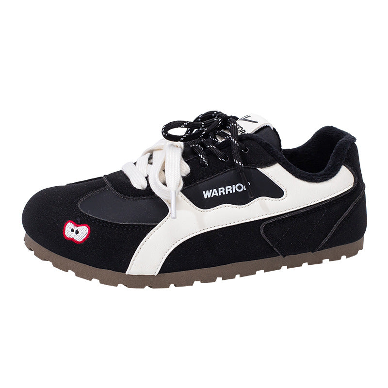 Sapatos de treino morais quentes forrados a lã Warrior, sapatos de algodão novos para o inverno 2025, sapatos femininos confortáveis, macios, versáteis, na moda e de alta estética