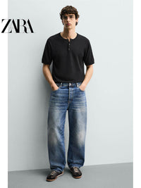 ZARA 2026 Primavera/Verão Sapatos Masculinos com Detalhes em Camurça, Modelo Retrô com Cadarço e Leves 2339720 800