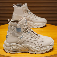 Botas Martin para homens, botas britânicas vintage de trabalho de outono de cano alto, sapatos desportivos casuais para caminhadas ao ar livre com sola espessa e impermeáveis