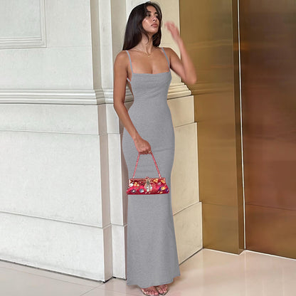 Verão INS 2026 Vestido Feminino Feminino Sexy Sexy Fit-less Spaghetti Strap Strap para mulheres