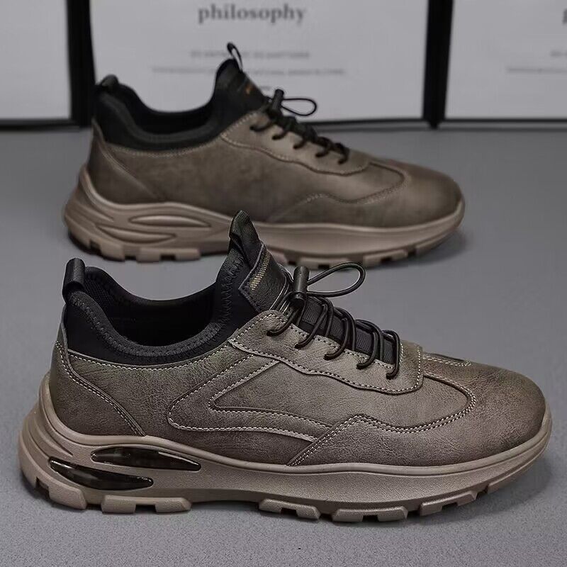 Primavera 2025 Novos Sapatos Casuais Casuais de Pele para Homens da Moda, Sapatos Empresariais Masculinos Versáteis, Sapatos Desportivos Respiráveis e Resistentes ao Desgaste para Homens