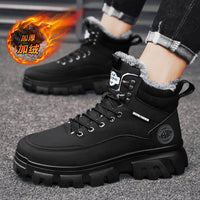 Novos sapatos quentes de algodão forrados a lã Martin Boots para Inverno 2024, Botas de Trabalho Protetoras de Trabalho Impermeáveis Antiderrapantes de Topo Alto