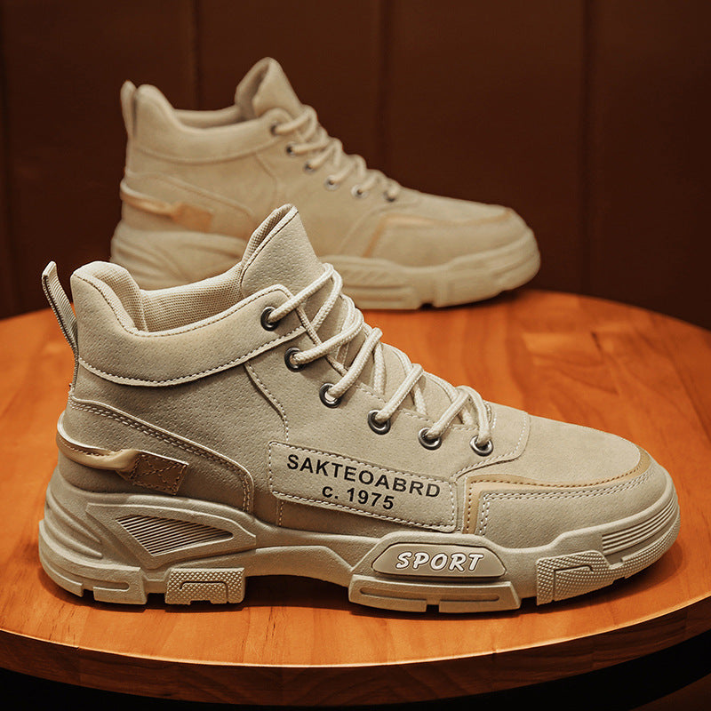 Botas Martin de Homem Verão Novos Sapatos de Trabalho Duráveis Antiderrapantes, Sapatos Masculinos de Outdoor de Cano Alto, Sapatos Casuais ao estilo Britânico