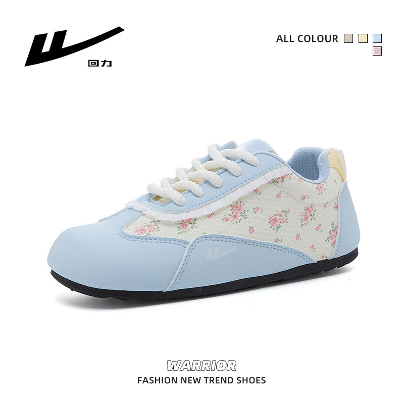 Sapatos casuais versáteis e de alto valor com blocos de cor Warrior, sapatos femininos coreanos elegantes e giros, sapatos de treino moral baixos e estilosos