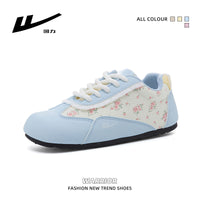 Sapatos casuais versáteis e de alto valor com blocos de cor Warrior, sapatos femininos coreanos elegantes e giros, sapatos de treino moral baixos e estilosos