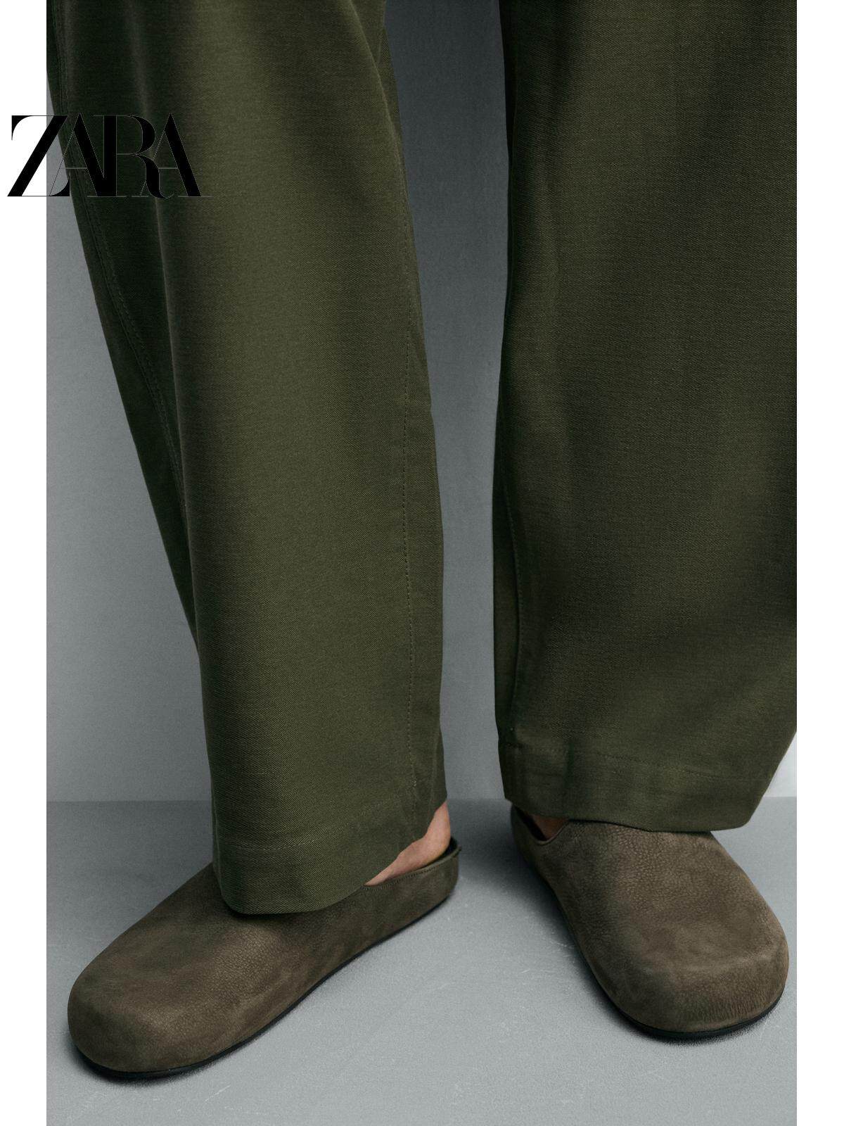 ZARA 2026 Primavera/Verão Novo Sapato Masculino de Couro com Bico Redondo, Bloco de Cores e Plataforma Fechada 2764720 500