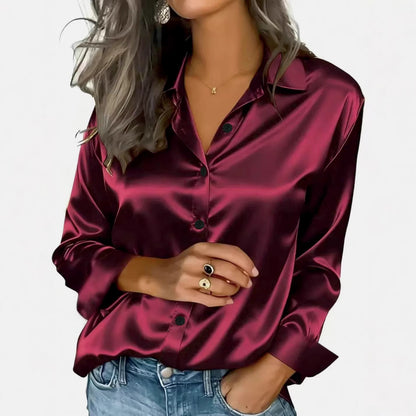 Camisa esponja colorida e brilhante da Amazon, elegante e para deslocações, adequada para uso versátil de mangas compridas na primavera e no outono