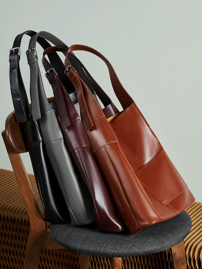 Bestsellers do comércio externo: malas grandes de vaca curtida a legumes, sacos de balde de grande capacidade, sacos de couro genuíno, sacos de ombro, malas de mão