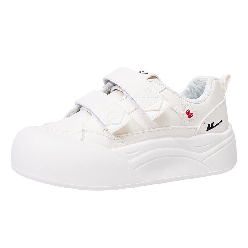 Sapatos mágicos Warrior com sola grossa e tampo baixo, versáteis individuais femininos coreanos, sapatos casuais de estilo universitário de alta estética