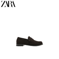 ZARA 2026 Verão Novo Sapatos Masculinos com Aba e Bolso em Couro Mocassim Estilo Náutico 2617720 700
