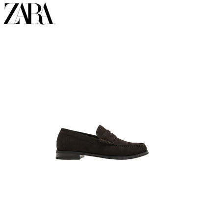 ZARA 2026 Verão Novo Sapatos Masculinos com Aba e Bolso em Couro Mocassim Estilo Náutico 2617720 700