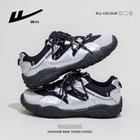 Sapatos pretos Warrior Trendy Cool com Atacadores para Mulher, Ténis de sola fina e respiráveis, ténis de bico arredondado, leves e confortáveis