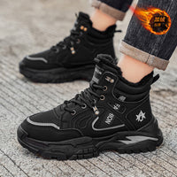 Botas Martin 2025 sapatos de inverno masculinos novos, forrado a fleece espesso, roupa de trabalho alta, botas amarelas grandes, botas de frio masculino