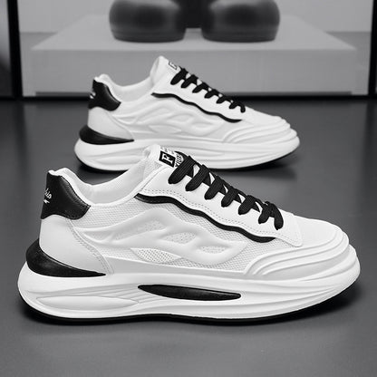 Sapatos masculinos de verão, sapatos brancos de rede respiráveis e respiráveis, sapatos desportivos versáteis na moda ao estilo coreano, ténis casuais da moda de pai