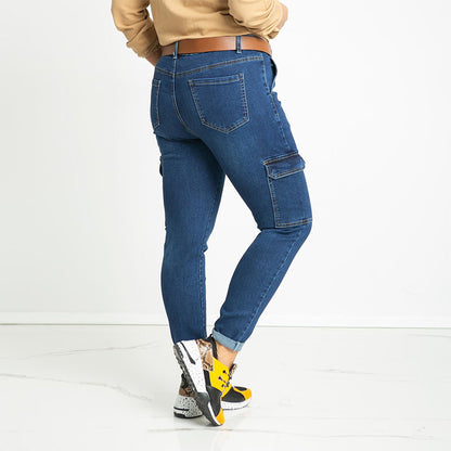 [Sem devoluções ou trocas] Jeans de trabalho europeus e americanos da Amazon, calças elásticas slim-fit femininas slim-fit em stock