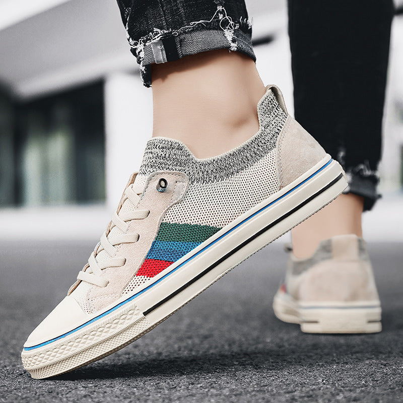 Sapatos masculinos de lona 2025 novos ténis desportivos respiráveis de primavera casuais versáteis, sapatos antigos de tecido de Pequim a calçar