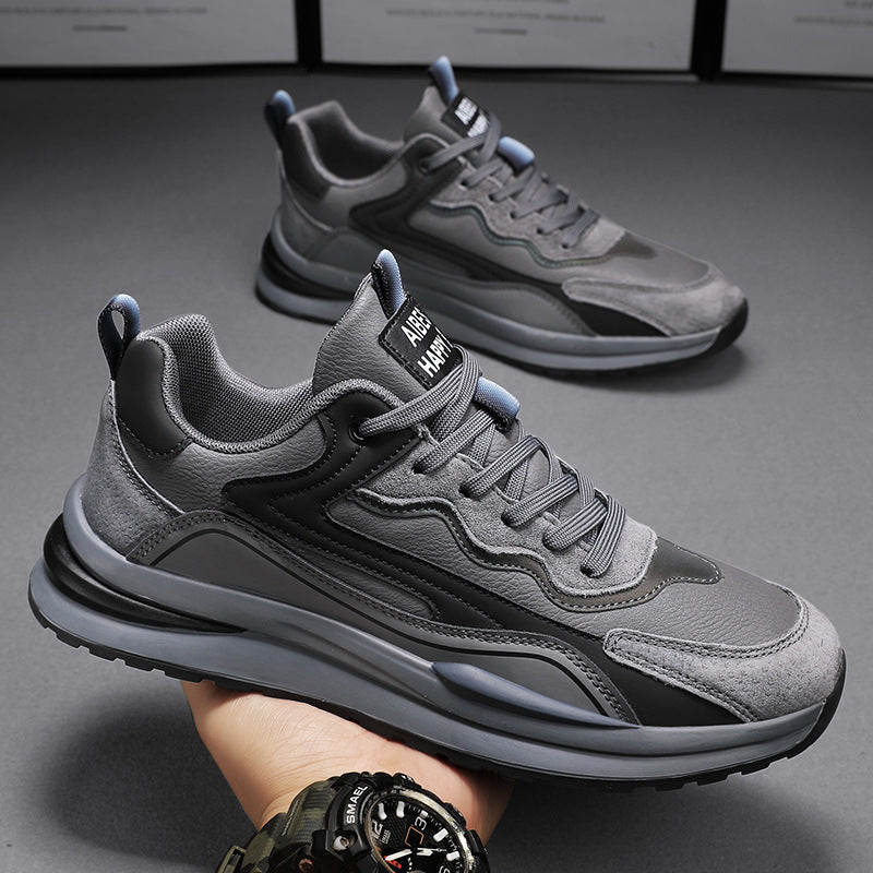 Sapatos desportivos masculinos, primavera 2024 novos sapatos casuais de pai em pele Agum, segurança no trabalho, sapatos modernos