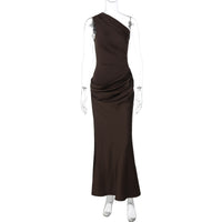 Amazon, vestido de moda transfronteiriça da Amazon, europeu e americano, com um ombro, slim-fit, sexy e de estilo socialite para mulheres
