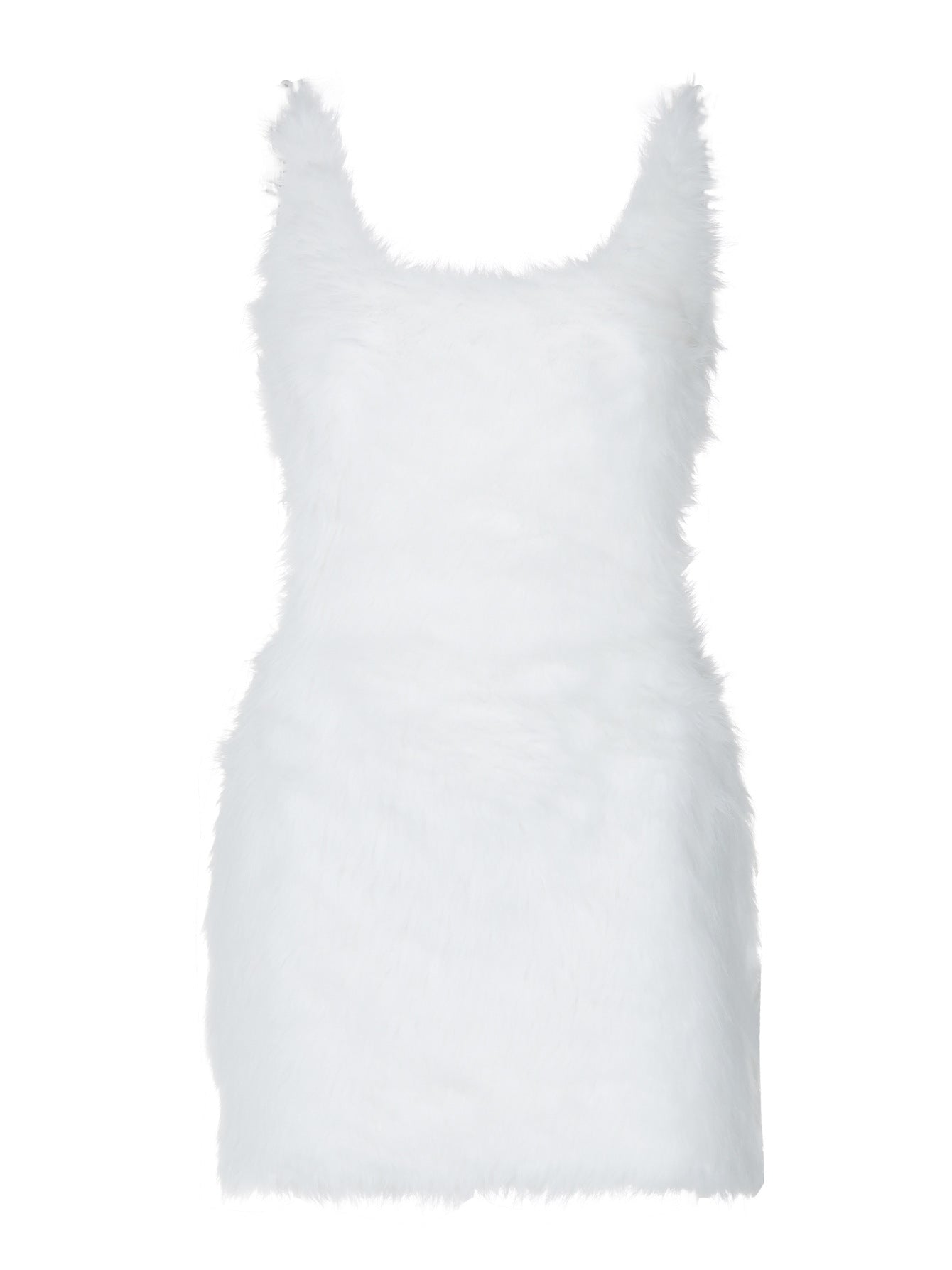 Vestido bodycon feminino feminino europeu e americano transfronteiriço sexy, com fecho sem costas ocas, de cor sólida, peludo, alças finas,