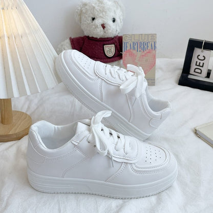 2024 Novos Ténis Desportivos Universitários Americanos Vintage de Estilo Hong Kong de Estilo Americano Vintage Branco Branco de Sola Grossa com Atacadores Brancos
