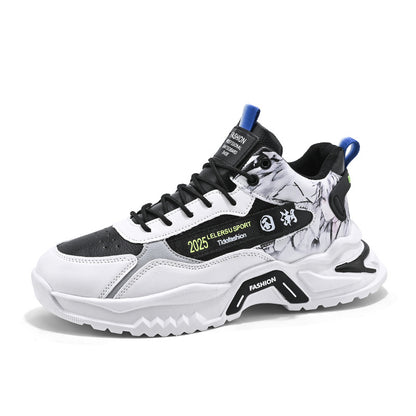Sapatos Masculinos de Outono 2024 Novos Sapatos de Pai de Cano Alto, Tendência Juvenil Sapatilhas Casuais Casuais para Corrida Masculina, Sapatilhas Desportivas Versáteis
