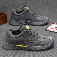 Sapatos de proteção ao parto, sapatos de homem, novos sapatos respiráveis de mola respiráveis para trabalho de trabalho, sapatos desportivos antiderrapantes e resistentes ao desgaste, sapatos de trabalho casuais, sapatos de caminhada