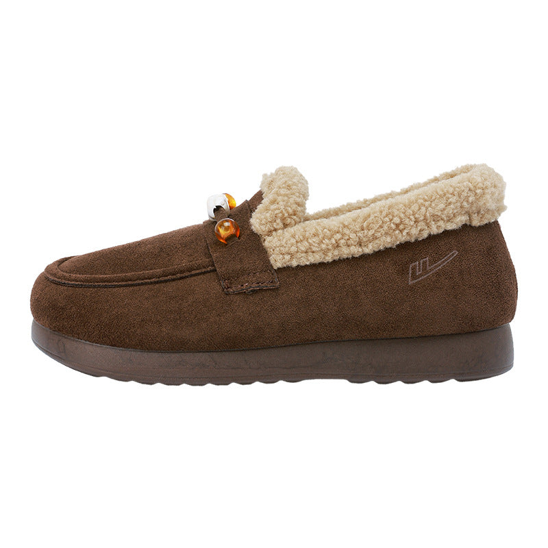 Sapatos Birkenstock quentes de inverno Warrior, sapatos femininos de um pé com calça confortável, sapatos confortáveis de algodão de cor sólida com sola fina para roupa exterior de inverno