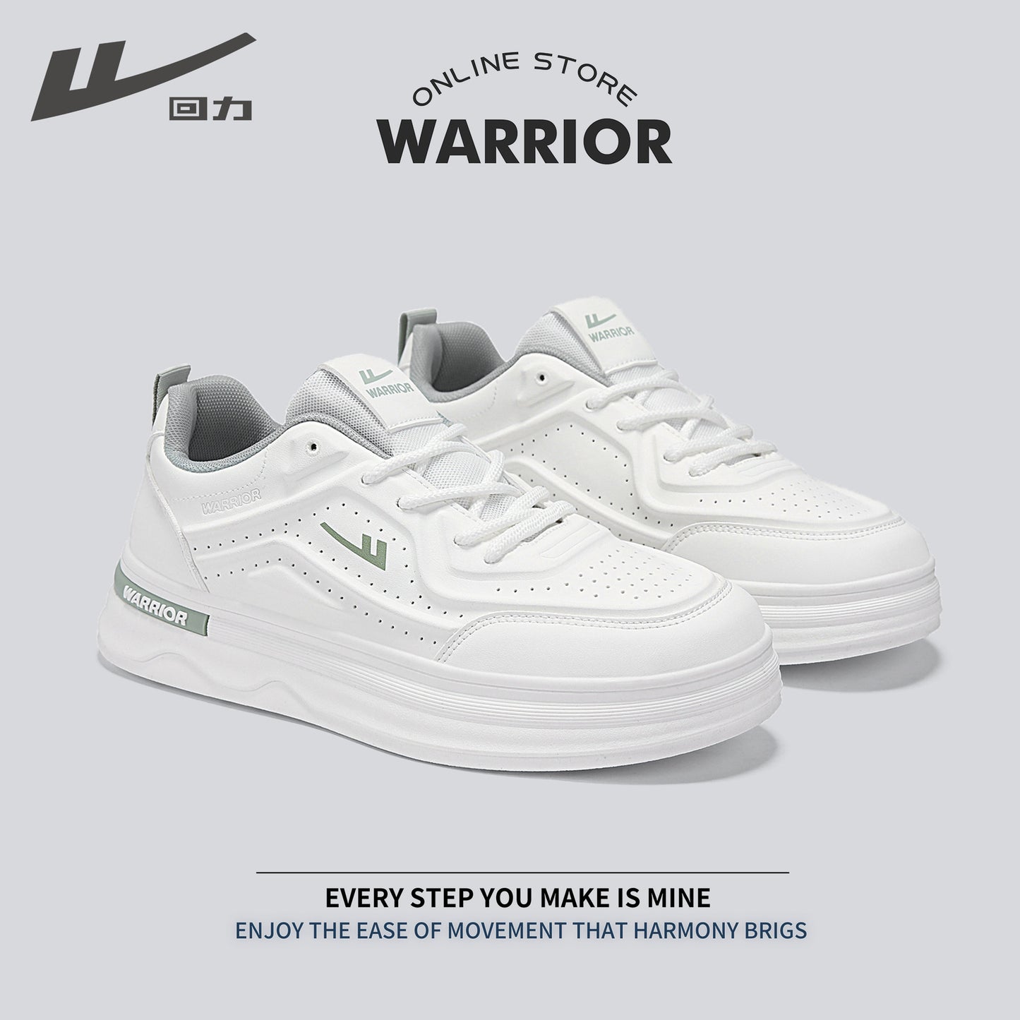 Os novos sapatos brancos da Warrior's, ténis versáteis de sola grossa e tendência primaveril, sapatos masculinos de alta estética, sapatos casuais de moda para deslocações