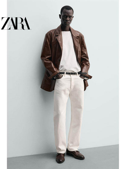 ZARA Coleção Primavera/Verão 2026 Sapatos Masculinos, Sapatos de Couro Marrom com Fivela Dupla, Sapatos Monk Sociais, 2410621 700