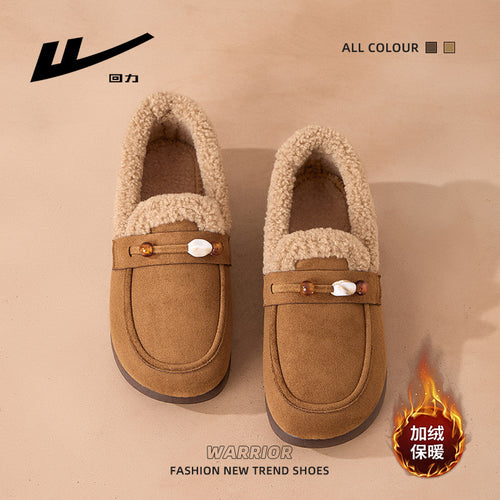 Sapatos Birkenstock quentes de inverno Warrior, sapatos femininos de um pé com calça confortável, sapatos confortáveis de algodão de cor sólida com sola fina para roupa exterior de inverno