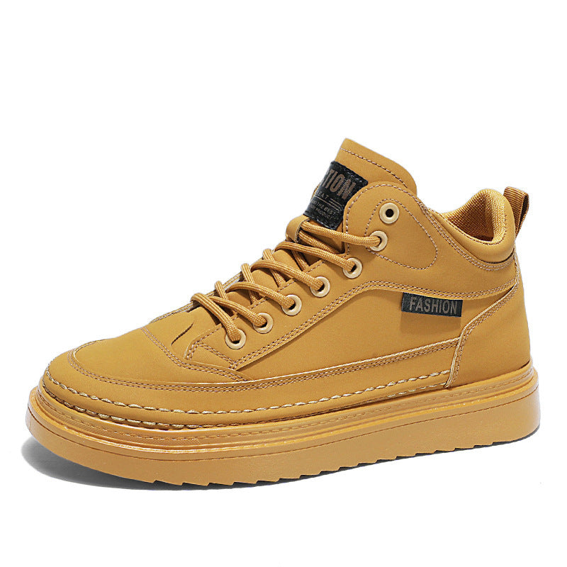 Botas Martin para a primavera masculina, novos sapatos de trabalho de cano alto, sapatos casuais casuais de sola grossa e modernos para homens, botas até ao tornozelo