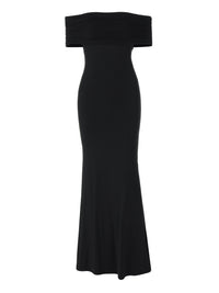 Novo vestido feminino elegante de palanquim de ombros descobertos, de ombros descobertos, transfronteiriço europeu e americano de verão 2025, longo e slim-fit