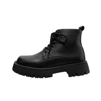 Botas Martin com fecho lateral para o outono, botas de motociclismo pretas pretas de estilo britânico de cano alto e alta, botas de passeio de corte médio