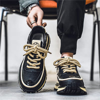 Sapatos Forrest Masculinos 2025 Novos Spring Versatile Leather Casual Sports Shoes, Sapatos Masculinos de Pai de Sola Grossa que Aumentam a Altura Mais Vendidos