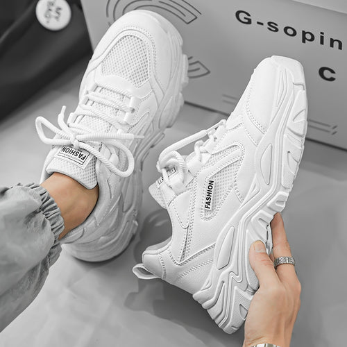Sapatos de Homem 2025 Novos Summer Breathable Mesh Casual Little White Outdoor Running Masculino com sola grossa e sola Dad Dad Trendy Trendy