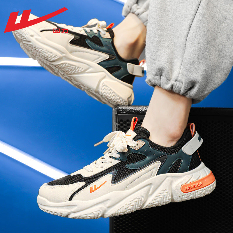 Warrior Korean Sapatos Masculinos Modernos e Fixes, Sapatos Casuais Casuais Retro com Sola Macia, Sapatos Desportivos de Rede com Atacadores, Sapatos de Pai para o Trajeto Diário