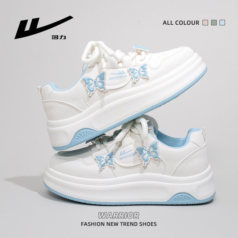Sapatos desportivos borboleta com blocos de cor Warrior, sapatos casuais casuais casuais confortáveis com sola grossa e baixo, sapatos femininos na moda, versáteis e estéticos elevados