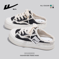 Sapatos de sola grossa ao estilo Warrior Chanel, roupa exterior fechada, sapatos de mendigo, novas chinelas de pele para primavera/outono 2025, sapatos femininos por grosso