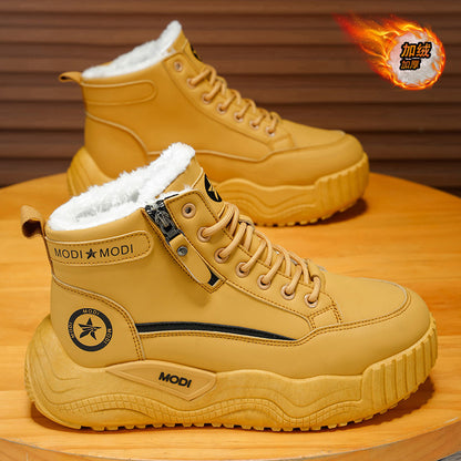 Botas de neve masculinas 2025 novos sapatos de algodão quentes forrados a polar de inverno forrados ao frio e quentes de pelo masculino integrados a menos 40°C