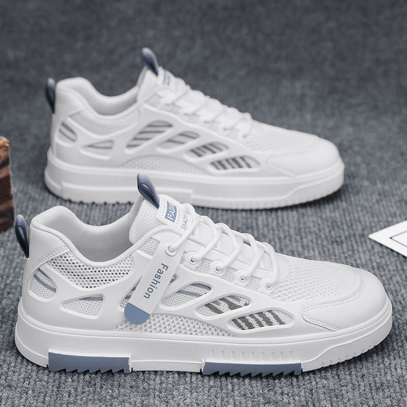 Sapatos de Homem 2024 Novos Sapatos de Rede Respiráveis de Verão Sapatos Casual Versáteis Sola Macia Pequena Calçada Branca Na Moda