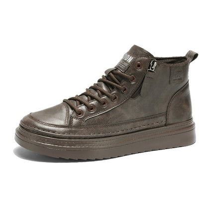 Sapatos masculinos de primavera, novas botas Martin de cano alto, sapatos de trabalho masculinos versáteis e resistentes ao desgaste, sapatos de couro casuais, sapatos de trabalho