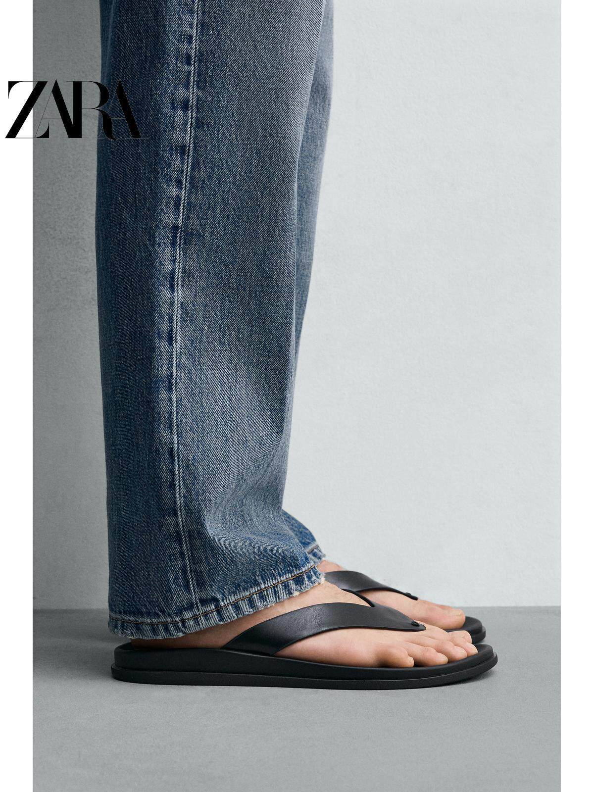 ZARA 2026 Primavera/Verão Novos Sapatos Masculinos Chinelos Rasteiros com Tiras 2737720 800
